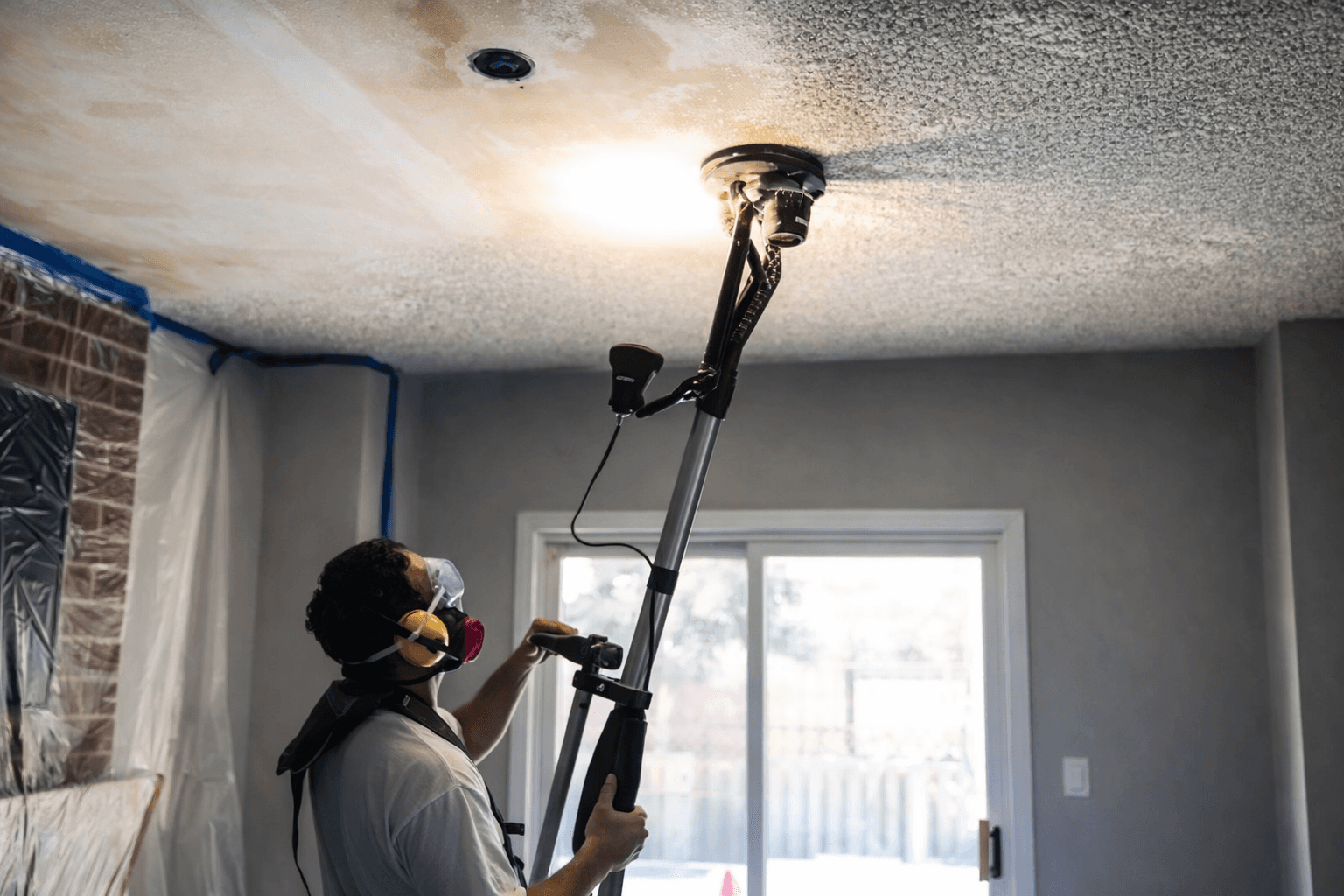 Popcorn ceiling removal before and after Kitchener Waterloo